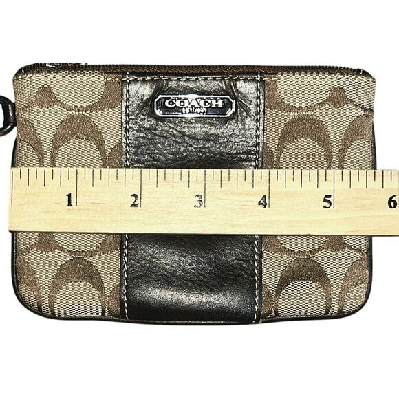 Coach Signature Canvas & Leather Khaki & Brown Wristlet - Picture 8 of 9